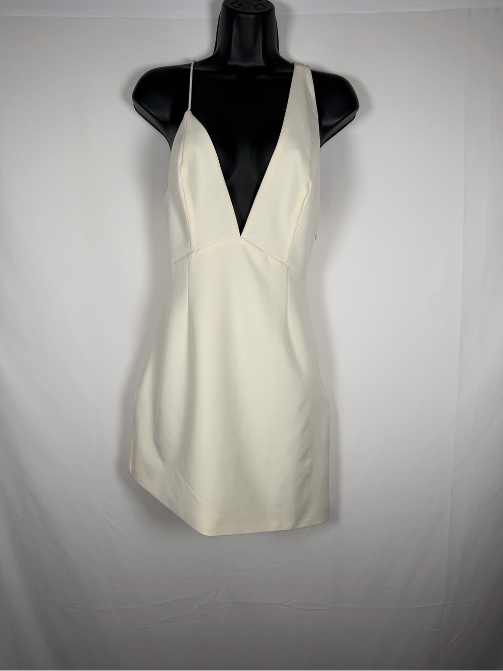 NBD Pale Butter Yellow Bracken Plunge Asymmetrical Mini Dress